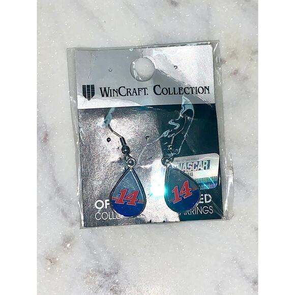 Clint Bowyer 2017 Wincraft #14 Tear Drop Dangle Earrings NWT - Picture 2 of 5